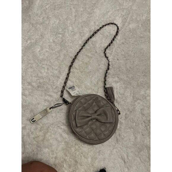 NWT Nila Anthony Grey Circle Bow Crossbody Satchel Tassel Bag - Picture 2 of 5